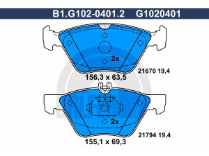 GALFER B1.G102-0401.2 stabdžių trinkelių rinkinys, diskinis stabdys 
 Techninės priežiūros dalys -> Papildomas remontas
0 5114 555AA, 0 5139 218AA, 5114 555AA