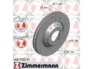 ZIMMERMANN 460.1585.75 stabdžių diskas 
 Stabdžių sistema -> Diskinis stabdys -> Stabdžių diskas
298 615 302 C, 970 351 406 00