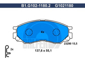 GALFER B1.G102-1180.2 stabdžių trinkelių rinkinys, diskinis stabdys 
 Techninės priežiūros dalys -> Papildomas remontas
MR389547, X3511009