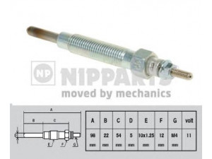 NIPPARTS J5710503 kaitinimo žvakė 
 Kibirkšties / kaitinamasis uždegimas -> Kaitinimo kaištis
36710-42510, 36710-42550