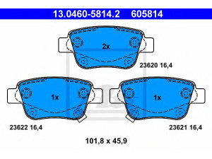 ATE 13.0460-5814.2 stabdžių trinkelių rinkinys, diskinis stabdys 
 Techninės priežiūros dalys -> Papildomas remontas
04466-05010, 04466-05020, 04466-28110