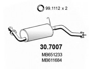 ASSO 30.7007 galinis duslintuvas 
 Išmetimo sistema -> Duslintuvas
EMB577832, MB577832, MB611684, MB651233