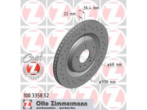 ZIMMERMANN 100.3358.52 stabdžių diskas 
 Stabdžių sistema -> Diskinis stabdys -> Stabdžių diskas
95B 615 601 A, 4H0 615 601 D, 4H0 615 601 H