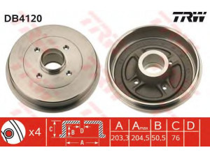 TRW DB4120 stabdžių būgnas 
 Stabdžių sistema -> Būgninis stabdys -> Stabdžių būgnas
7700771653, 7700783031