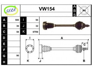 SERA VW154 kardaninis velenas 
 Ratų pavara -> Kardaninis velenas
6Q0407271DJ, 6Q0407451PX