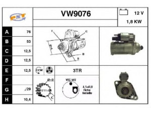 SNRA VW9076 starteris 
 Elektros įranga -> Starterio sistema -> Starteris
02Z911023F, 02Z911023H