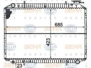 HELLA 8MK 376 706-431 radiatorius, variklio aušinimas 
 Aušinimo sistema -> Radiatorius/alyvos aušintuvas -> Radiatorius/dalys
21410-9C100, 24109-C001