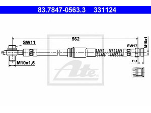 ATE 83.7847-0563.3 stabdžių žarnelė 
 Stabdžių sistema -> Stabdžių žarnelės
1K0 611 701, 1K0 611 701 B, 1K0 611 701 H