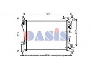 AKS DASIS 150068N radiatorius, variklio aušinimas 
 Aušinimo sistema -> Radiatorius/alyvos aušintuvas -> Radiatorius/dalys
1300279, 1300340, 55701408