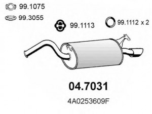 ASSO 04.7031 galinis duslintuvas 
 Išmetimo sistema -> Duslintuvas
4A0253609AN, 4A0253609BK, 4A0253609F
