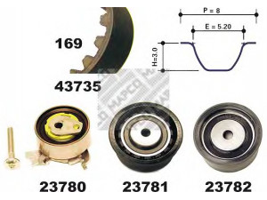 MAPCO 23735 paskirstymo diržo komplektas 
 Techninės priežiūros dalys -> Papildomas remontas
1606190, 1606274, 93 174 120, 93180219