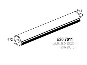 ASSO 530.7011 vidurinis / galinis duslintuvas 
 Išmetimo sistema -> Duslintuvas
3834900201, 6694900101, 6734900001
