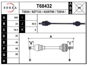 EAI T68432 kardaninis velenas 
 Ratų pavara -> Kardaninis velenas
4410180G00