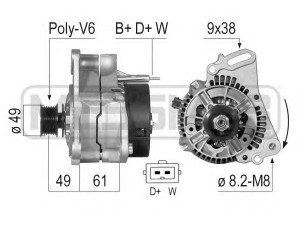 ERA 210121 kintamosios srovės generatorius 
 Elektros įranga -> Kint. sr. generatorius/dalys -> Kintamosios srovės generatorius
95VW-10300-LA, 028 903 025 P, 028 903 025 PA