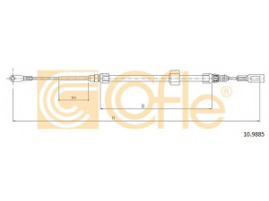 COFLE 10.9885 trosas, stovėjimo stabdys 
 Stabdžių sistema -> Valdymo svirtys/trosai
A9044200485, 2D0609701D, 9044200485