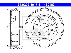 ATE 24.0225-4017.1 stabdžių būgnas 
 Stabdžių sistema -> Būgninis stabdys -> Stabdžių būgnas
SDC100110, SDC100130