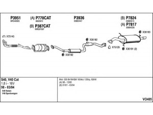 FENNO VO405 išmetimo sistema 
 Išmetimo sistema -> Išmetimo sistema, visa