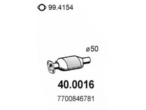 ASSO 40.0016 katalizatoriaus keitiklis 
 Išmetimo sistema -> Katalizatoriaus keitiklis
7700426206, 7700426406, 7700437852