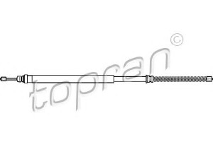 TOPRAN 721 630 trosas, stovėjimo stabdys 
 Stabdžių sistema -> Valdymo svirtys/trosai
4745 74, E 074 029