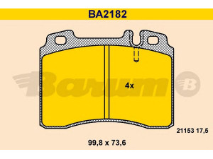 BARUM BA2182 stabdžių trinkelių rinkinys, diskinis stabdys 
 Techninės priežiūros dalys -> Papildomas remontas
001 420 98 20, 002 420 15 20
