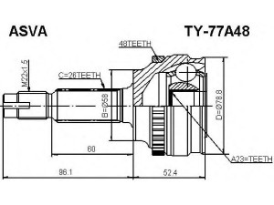 ASVA TY-77A48 jungčių komplektas, kardaninis velenas 
 Ratų pavara -> Sujungimai/komplektas
43410-47020, 43420-47020