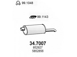 ASSO 34.7007 galinis duslintuvas 
 Išmetimo sistema -> Duslintuvas
5852856, 5852989, 852927, 90410591