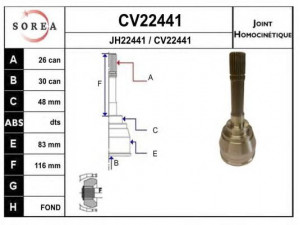 EAI CV22441K jungčių komplektas, kardaninis velenas 
 Ratų pavara -> Sujungimai/komplektas