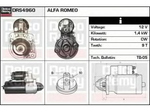 DELCO REMY DRS4960 starteris 
 Elektros įranga -> Starterio sistema -> Starteris
117010503000, 60522387, 605230340