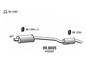 ASSO 09.8005 vidurinis / galinis duslintuvas 
 Išmetimo sistema -> Duslintuvas
4486621, 4486623, 4682997