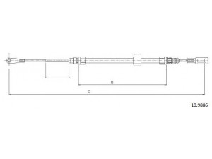 CABOR 10.9886 trosas, stovėjimo stabdys 
 Stabdžių sistema -> Valdymo svirtys/trosai
2D0609701C, 9044200385, 2D0609701C