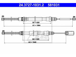 ATE 24.3727-1031.2 trosas, stovėjimo stabdys 
 Stabdžių sistema -> Valdymo svirtys/trosai
60 25 002 627, 60 25 002 628, 60 25 171 471
