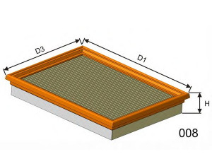 MISFAT P425 oro filtras 
 Filtrai -> Oro filtras
17220P2A005, 17220P2A505, 1654630P00