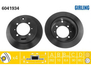 GIRLING 6041934 stabdžių diskas 
 Stabdžių sistema -> Diskinis stabdys -> Stabdžių diskas
MB668063, MB668083, MB699964, 58411M2050