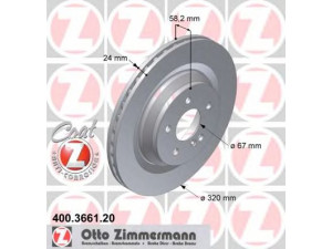 ZIMMERMANN 400.3661.20 stabdžių diskas 
 Stabdžių sistema -> Diskinis stabdys -> Stabdžių diskas
221 423 0412, 221 423 1012