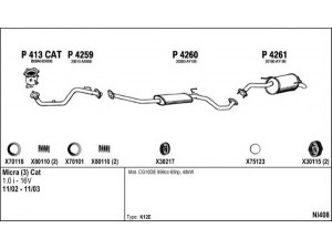 FENNO NI408 išmetimo sistema 
 Išmetimo sistema -> Išmetimo sistema, visa