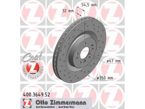 ZIMMERMANN 400.3649.52 stabdžių diskas 
 Stabdžių sistema -> Diskinis stabdys -> Stabdžių diskas
164 421 0512, 164 421 1412