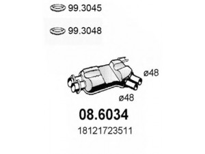 ASSO 08.6034 vidurinis duslintuvas 
 Išmetimo sistema -> Duslintuvas
18121427801, 18121427802, 18121723511