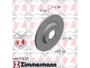 ZIMMERMANN 440.3112.20 stabdžių diskas 
 Dviratė transporto priemonės -> Stabdžių sistema -> Stabdžių diskai / priedai
4246.P9, 4249.72, 4249.C1