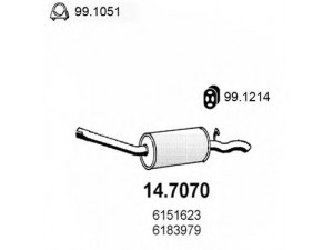 ASSO 14.7070 galinis duslintuvas 
 Išmetimo sistema -> Duslintuvas
5024023, 6151623, 6183979, 6188005