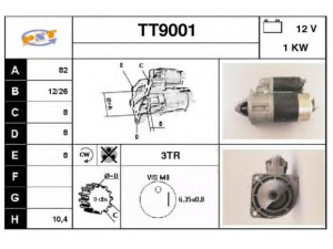 SNRA TT9001 starteris 
 Elektros įranga -> Starterio sistema -> Starteris
M3T19571