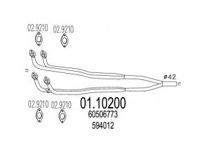 MTS 01.10200 išleidimo kolektorius 
 Išmetimo sistema -> Išmetimo vamzdžiai
594012, 60506773