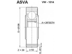 ASVA VW-1014 jungčių komplektas, kardaninis velenas 
 Ratų pavara -> Sujungimai/komplektas
251598101A, 431 498 103 CX, 431498103C