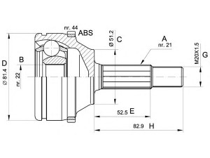 OPEN PARTS CVJ5306.10 jungčių komplektas, kardaninis velenas 
 Ratų pavara -> Sujungimai/komplektas
7701352415, 7701352471