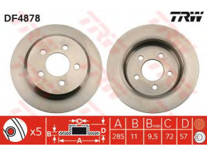 TRW DF4878 stabdžių diskas 
 Dviratė transporto priemonės -> Stabdžių sistema -> Stabdžių diskai / priedai
52008184, 52008184AB, 52008184