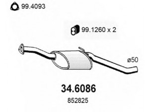 ASSO 34.6086 vidurinis duslintuvas 
 Išmetimo sistema -> Duslintuvas
852104, 852105, 852823, 852825