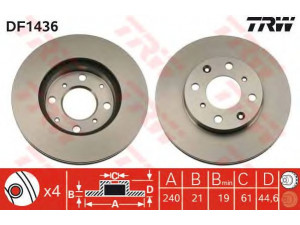 TRW DF1436 stabdžių diskas 
 Stabdžių sistema -> Diskinis stabdys -> Stabdžių diskas
45251SH0A00, 45251SH1A00, 45251SH3A00
