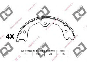 DJ PARTS BS1144 stabdžių trinkelių komplektas 
 Techninės priežiūros dalys -> Papildomas remontas
44060EA025, 44060EA026, 44060EB326