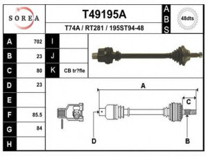 EAI T49195A kardaninis velenas 
 Ratų pavara -> Kardaninis velenas
7700747520, 7701351548