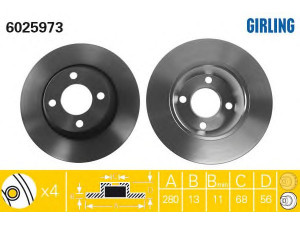 GIRLING 6025973 stabdžių diskas 
 Stabdžių sistema -> Diskinis stabdys -> Stabdžių diskas
8A0615301, 8A0615301D, 8AO615301