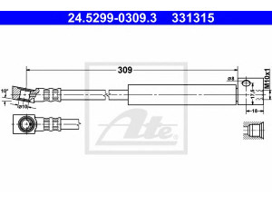 ATE 24.5299-0309.3 stabdžių žarnelė 
 Stabdžių sistema -> Stabdžių žarnelės
5 62 344, 90236355